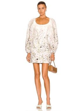 zimmermann illustration flounce mini dress Illustration Flounce lace-trimmed minidress in white - Zimmermann